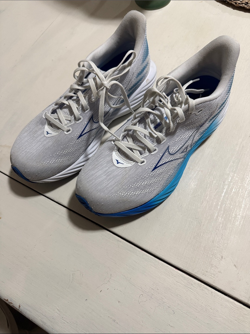 Mizuno White & Sky Blue Athletic Running Shoes